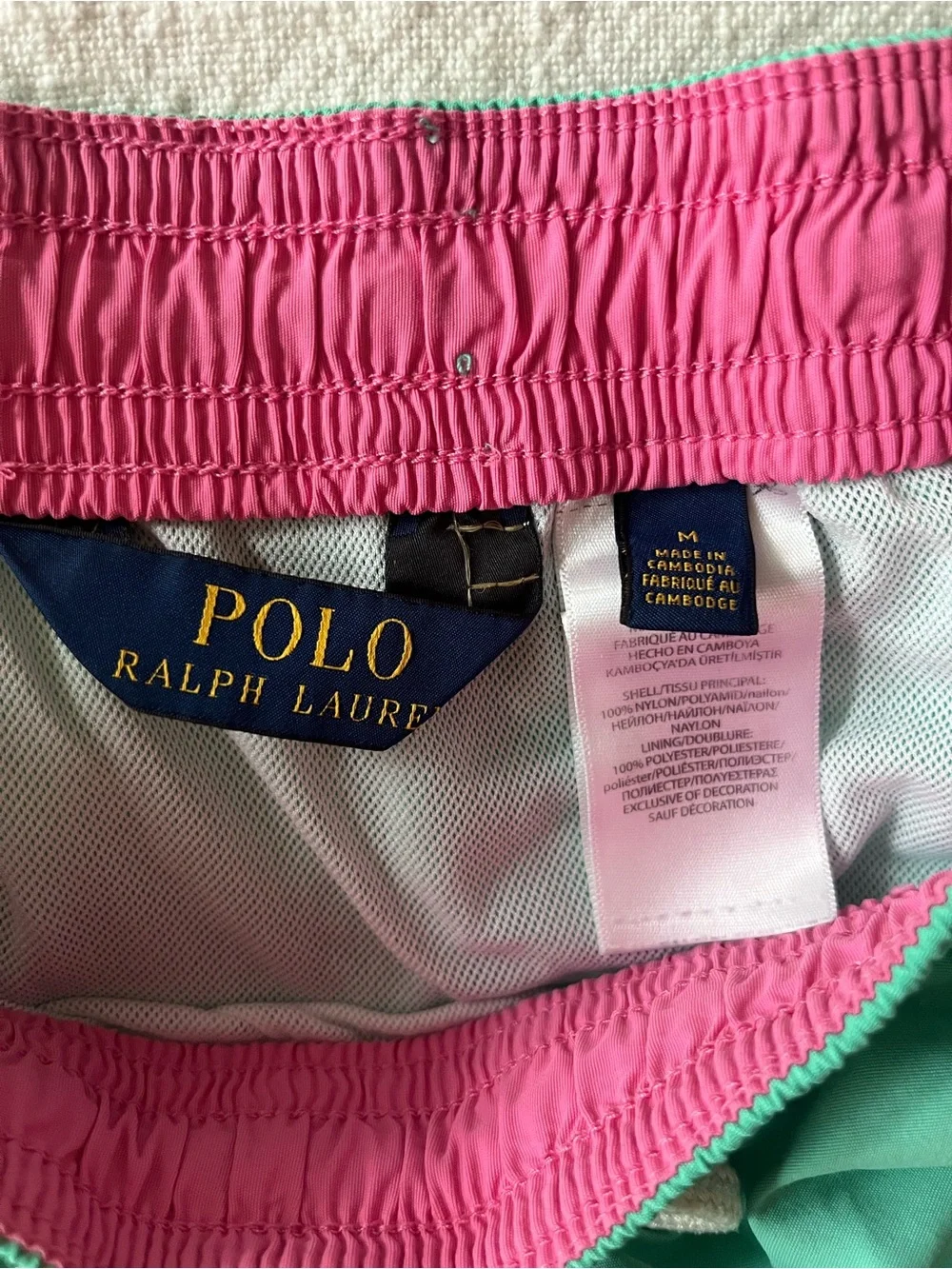 Polo by Ralph Lauren Mint Green Swim Trunks with Pink Logo